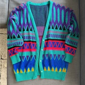 Multi-colored vintage 80s knit cardigan cardigan